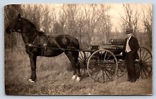 Postcard IL RPPC Quincy Horse Drawn Carriage Black Huge Friesian Horse? c1908 C6 picture