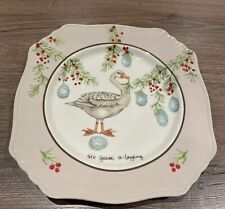 Anthropologie 12 Days of Christmas Lou Rota Dessert PLATE  -Six Geese A Laying picture