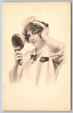 Postcard Pretty Lady Patriotic Flags Lovely Beautiful Woman Schlesinger *3524 picture