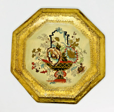 Vintage Italian Florentine Gilt Wood Hexagon Wall Plaque Gold Floral Ornate picture