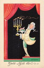 Artist Signed Vintage Postcard A Sand New Year Boy in Wig Holds Candelabra B106 picture