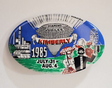 Vintage 1983 Kimberly Wisconsin Diamond Jubilee Oval Donation Pinback Button picture