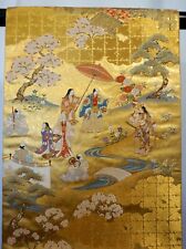 Japanese Kimono, SILK Fukuro OBI,Otaiko,Lord's life Edo period,Gold L13'5