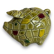 Vintage Tilso Green Ceramic Pig Bank In Geometric Pattern GC picture