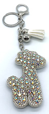 Bling giraffe Shape Keychain Glitter White Silver Tassel Chain Bag Accessory picture