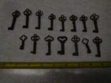 15 Antique Fancy Heads Barrel Lock Skeleton Keys picture