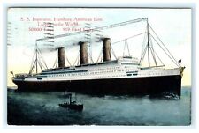 1913 S.S. Imperator Hamburg American Line Steam Ship Early Postcard picture