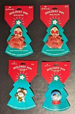 HALLMARK Holiday Lapel Pin Barbie (2) - Snowman in Snow Globe - Mouse - Set Of 4 picture