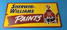 Vintage Sherwin Williams Sign - Custom Paints Porcelain Gas Oil Pump Sign picture