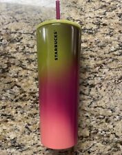 Starbucks 24oz 2022 Stainless Steel Ombre Gradient Pink, Purple & Lime Tumbler picture