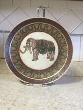 Vintage Decorative Elephant Plate 10 Inches Gorgeous Multicolor Trimmed in Gold  picture