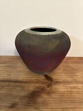 Leslie Les Mitchell Modernist Mineola Texas Raku Studio Art Pottery Vase picture