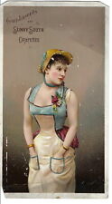 NJ-089 Pretty Woman Girl Blue Dress Sunny South Cigarettes Victorian Trade Card picture