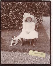 OLD PHOTO CHILDREN GIRL DRESS FASHION PET DOG ANIMAL SOCIAL HISTORY MR 166 picture