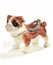 Small Mini Bulldog Trinket Box, hinged, jeweled & enamel, NIB  Cutie picture