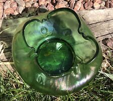 LOETZ  CRETA RUSTICANA vase crimped mouth small bowl green bohemian art glass picture