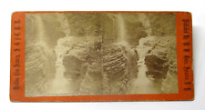 Rainbow Falls Watkins Glen NY Stereoview Photo c1880 S G & C Railroad Waterfall picture