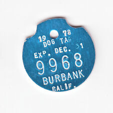 1978 BURBANK CALIFORNIA DOG LICENSE TAG #9968 picture