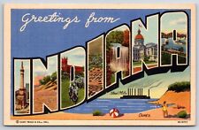 Indiana IN LARGE LETTER 1939 CURT TEICH Linen Postcard picture