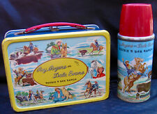 Vintage ROY ROGERS Lunchbox & Thermos - TV Cowgirl Cowboy (1955) C-8.5 Awesome picture