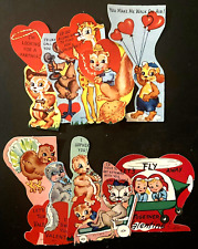 1950s Vintage Lot of 10 Small Die-Cut Childrens Valentines Superb Graphics 