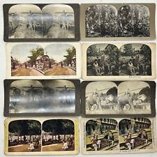 LOT: 8 STEREOVIEW CARDS Asia China Burma Hindu Fakirs India Ceylon Cuba Elephant picture