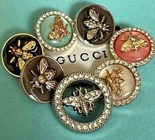 SET of 7 pcs MIX Gucci button metal 18 mm 22 mm GG Logo bees Gold picture