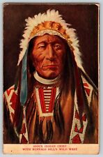 Vintage Postcard Sioux Indian Chief w Buffalo Bills Wild West - Unposted picture