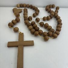 Antique Huge Wooden Rosary Beads Prayer Beads 55” Long Rare picture