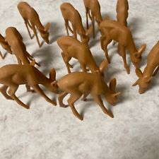 11 Nice Vintage Plastic deer germany figurine eating Nos drinking. Christmas picture