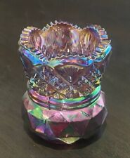 Vintage Fenton Carnival Glass Toothpick Holder BluePurple Diamond Scalloped MINT picture