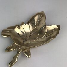 Vtg Brass Leaf Jewelry Tray Trinket Dish Cigarette Dish Mid Century picture
