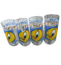 4 Tweety Bird Juice Glasses VTG Looney Tunes Warner Bros Collectible Illusions picture