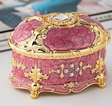ROSE TIN ALLOY VINTAGE  OVAL SHAPE WIND UP  MUSIC BOX :  EDELWEISS picture