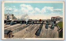 Postcard NE Omaha Union Station & Burlington Railroad Depot c1920s View U06 picture