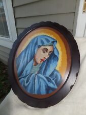 Vtg Blessed Virgin Mary Madonna Needlepoint Picture Framed Religious Decorative  picture