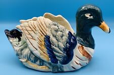 Vintage 1945-52 Hand Painted Japanese Mallard Duck Decor Planter Occupied Japan. picture