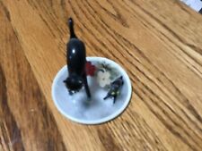 vintage minature black glass cat and kitten picture