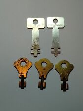 5 Vintage Presto Lock Co. Flat Keys Lot Brass and Steel Luggage Cabinet picture