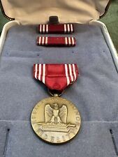 Original Named WW2 U.S. Army Good Conduct Medal w/Ribbon and 2 Ribbon Bars/case picture