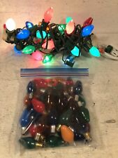 Vintage C7 Color 25 Light String Indoor Outdoor & 42 Spare Bulbs Solid & Clear picture