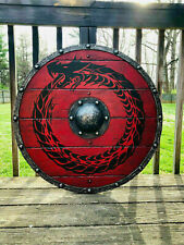 Medieval Round Dragon Shield Wooden Viking Shield Red Warrior Christmas picture