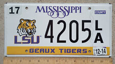 2014 MISSISSIPPI COLLEGE UNIVERSITY License Plate #4205 ~ LSU ~ GEAUX TIGERS picture