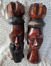  2 Vintage Jamaica Wood Carving Statues picture