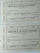 2 Lot Super Rare Vtg Original Wildwood NJ Church Sunday School Attendance Cards  picture