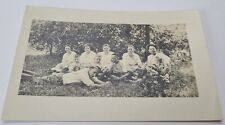 Vintage Real Photo Postcard Men Women and Children Sitting on Grass  Unmailed picture