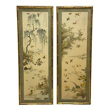 Pair of Frame Brocaded Chinese Art with Variety of Birds 40