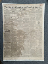 THE NORFOLK CHRONICLE NORWICH GAZETTE 1826 ORIGINAL NEWSPAPER picture