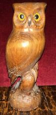 R.D. Lewis Vintage HAND CARVED OWL ON PERCH signed 1979 One Of A Kind & Rare picture
