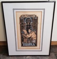 Ex Libris William L Rabenstein Woodcut Book Plate Signed Framed Dated '34 picture